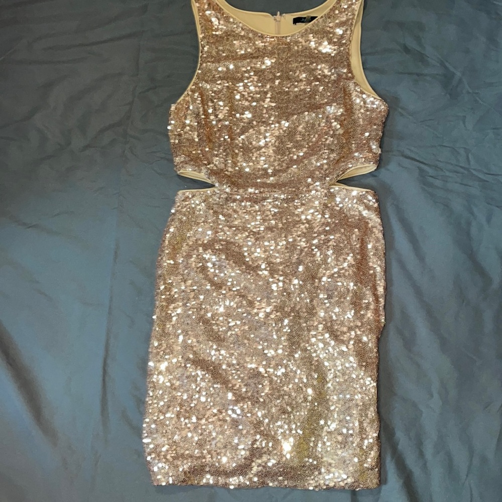 Gold Sequin Mini Dress